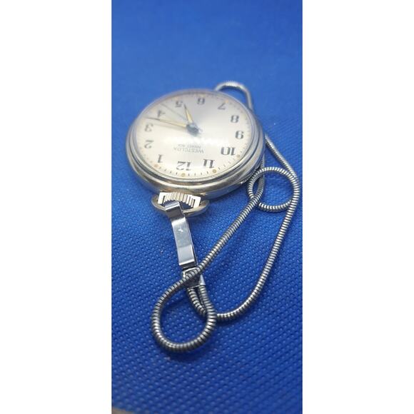 Vintage Westclox Pocket Ben Pocket Watch with Chain – Silver Tone- Excellent! - Picture 6 of 7